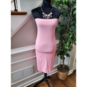 SheIn Women's Solid Pink One Shoulder Off Knee Length Bodycon Dress Size Medium